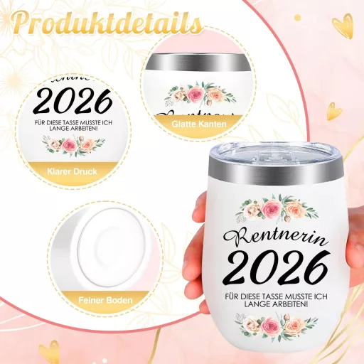 ZJKUBOIS Nyugdíj Ajándék Szett Nőknek - Rozsdamentes Boros Pohár, Vicces Zokni, Juta Táska - Pack of 8
