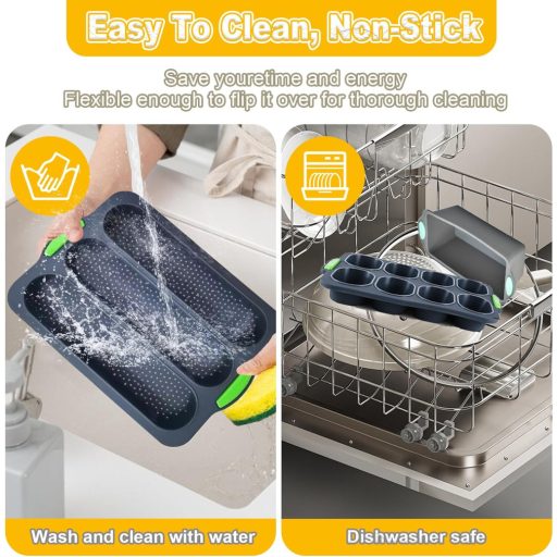 Hoadyush 3 részes bagett sütőforma szilikon kenyérsütéshez mosogatógépben biztonságos