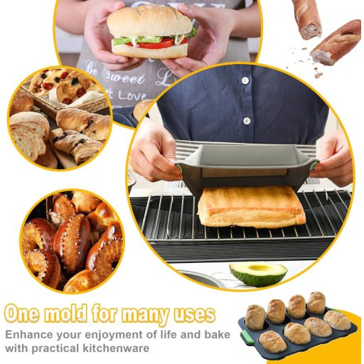 Hoadyush 3 részes bagett sütőforma szilikon kenyérsütéshez mosogatógépben biztonságos