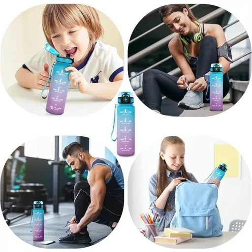 Motswedi 500ml BPA-mentes kullancscsap, időjelöléssel, szivárgatásmentes ivópalack gyerekeknek