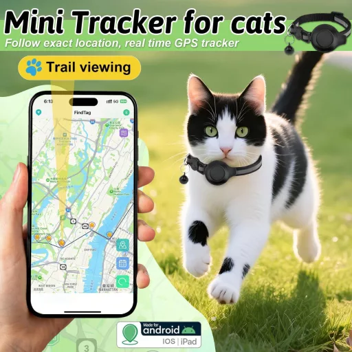 Bukbas Mini GPS nyomkövető macskáknak és kutyáknak, okos tracker iOS Android kompatibilis