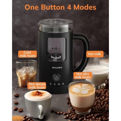 Morpilot 4az1-ben tejhabosító 550W 600ml üveg fekete