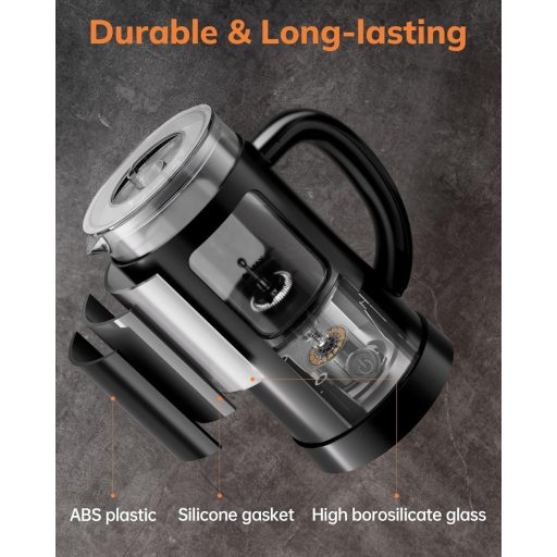 Morpilot 4az1-ben tejhabosító 550W 600ml üveg fekete