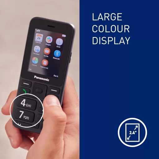 Panasonic KX-TU260EXB 4G Időseknek Mobiltelefon IP44 USB-C Fekete