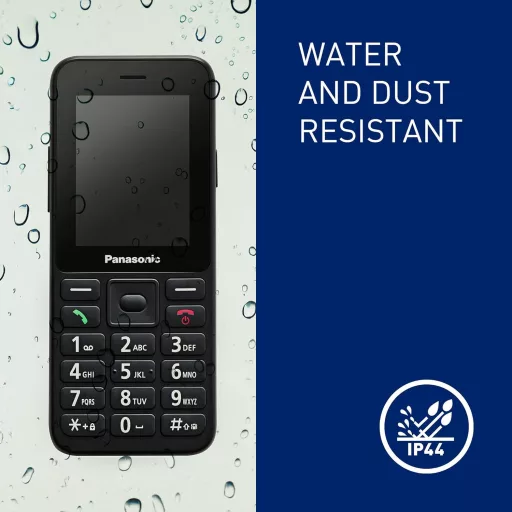 Panasonic KX-TU260EXB 4G Időseknek Mobiltelefon IP44 USB-C Fekete