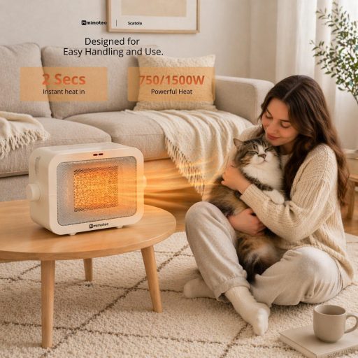 M Mimotec 1500W Kerámia Ventilátoros Fűtőgép 3 Fokozat Termosztát Csendes