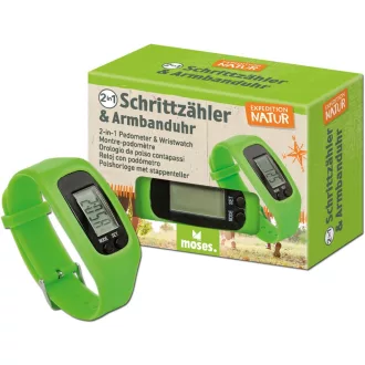   Ceas cu pedometru 2în1 Moses Expedition Nature pentru copii, cu afișare distanță și calorii