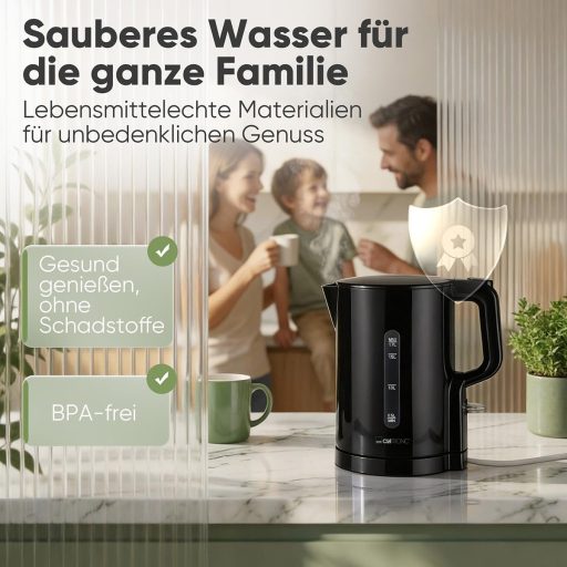Clatronic WK 3835 1.7L Vízforraló 2200W Gyors Felmelegítés BPA Mentes Fekete