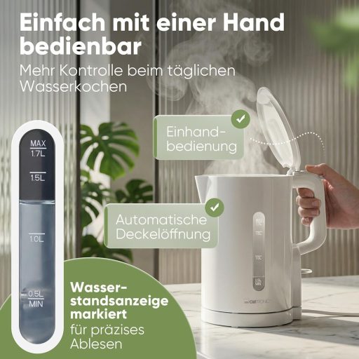 Clatronic WK 3835 1,7L Vízforraló 2200W Gyors Felmelegítés BPA Mentes Fehér