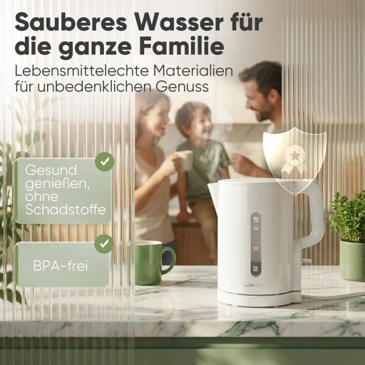 Clatronic WK 3835 1,7L Vízforraló 2200W Gyors Felmelegítés BPA Mentes Fehér
