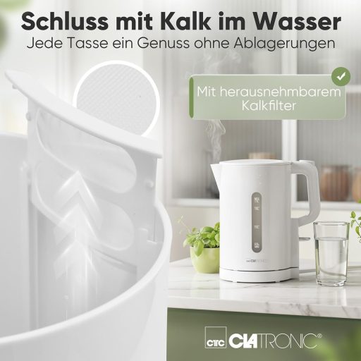 Clatronic WK 3835 1,7L Vízforraló 2200W Gyors Felmelegítés BPA Mentes Fehér