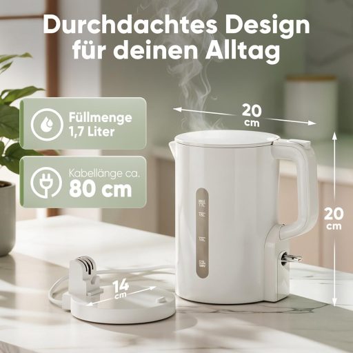 Clatronic WK 3835 1,7L Vízforraló 2200W Gyors Felmelegítés BPA Mentes Fehér