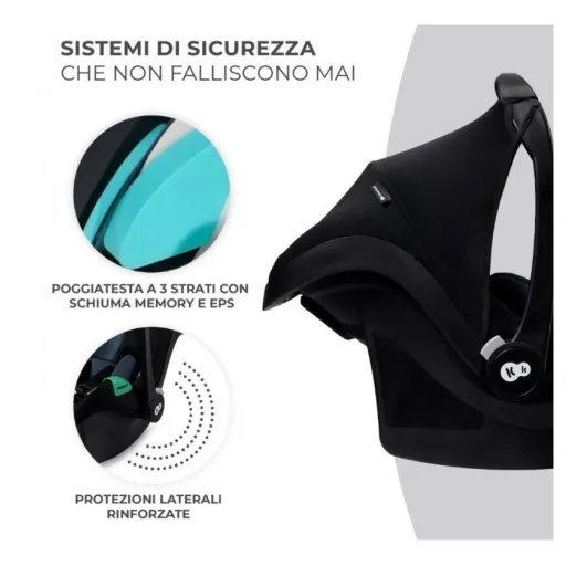 KINDERKRAFT Mink Pro Black Autosjedalica 0-13 kg i-Size Sigurnosna Sjedalica, bez ISOFIX baze