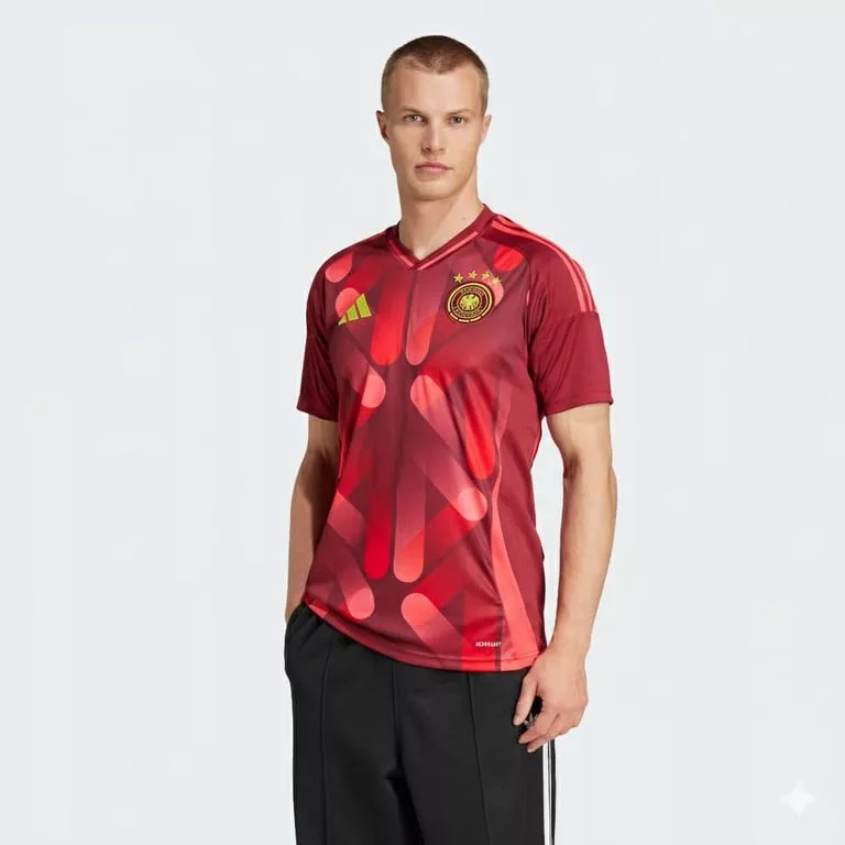 Adidas Nemecko 2025 vonkajší dres bordový pohľad spredu