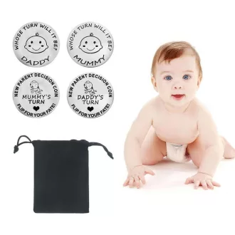   Rodičovský Rozhodovací Peniaz Sada 4ks Nerezová Oceľ, Strieborná/Čierna