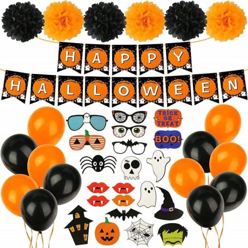 Koogel Halloween Dekorációs Készlet, 40 darabos, Latex/Karton, Színes