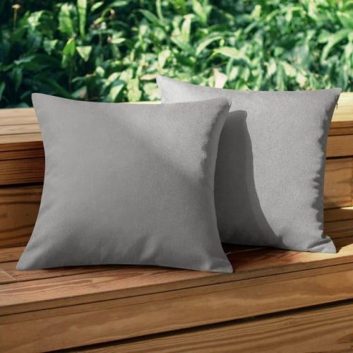 Set de fețe de pernă decorative de exterior, impermeabile, gri, 50x50 cm, 2 bucăți