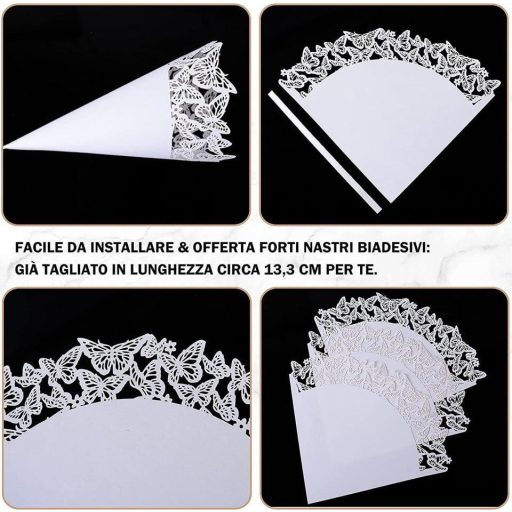 Kupci za konfete od bijelog papira s leptirima - set za vjenčanje, 50 komada