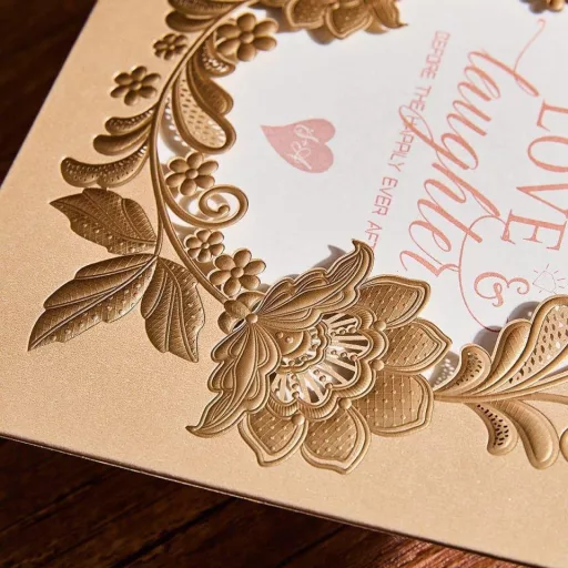 Zlatno-bijeli set zahvalnica za vjenčanje "Love & Laughter", 25 kom - Prepakirano