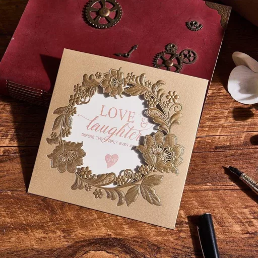 Zlatno-bijeli set zahvalnica za vjenčanje "Love & Laughter", 25 kom - Prepakirano