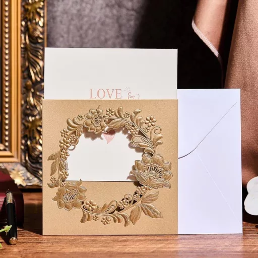 Zlatno-bijeli set zahvalnica za vjenčanje "Love & Laughter", 25 kom - Prepakirano