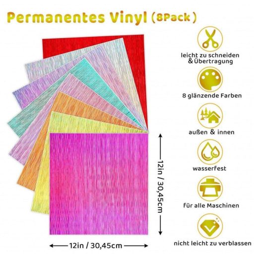 IModeur 8 darabos, többszínű vinyl dekorációs lapkészlet, beltéri és kültéri használatra