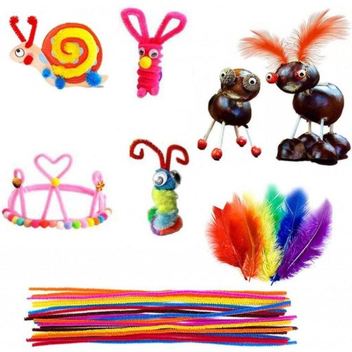 Bubuny 255-dijelni kreativni dječji set za rukotvorine - raznobojni elementi od tkanine, plastike i drveta